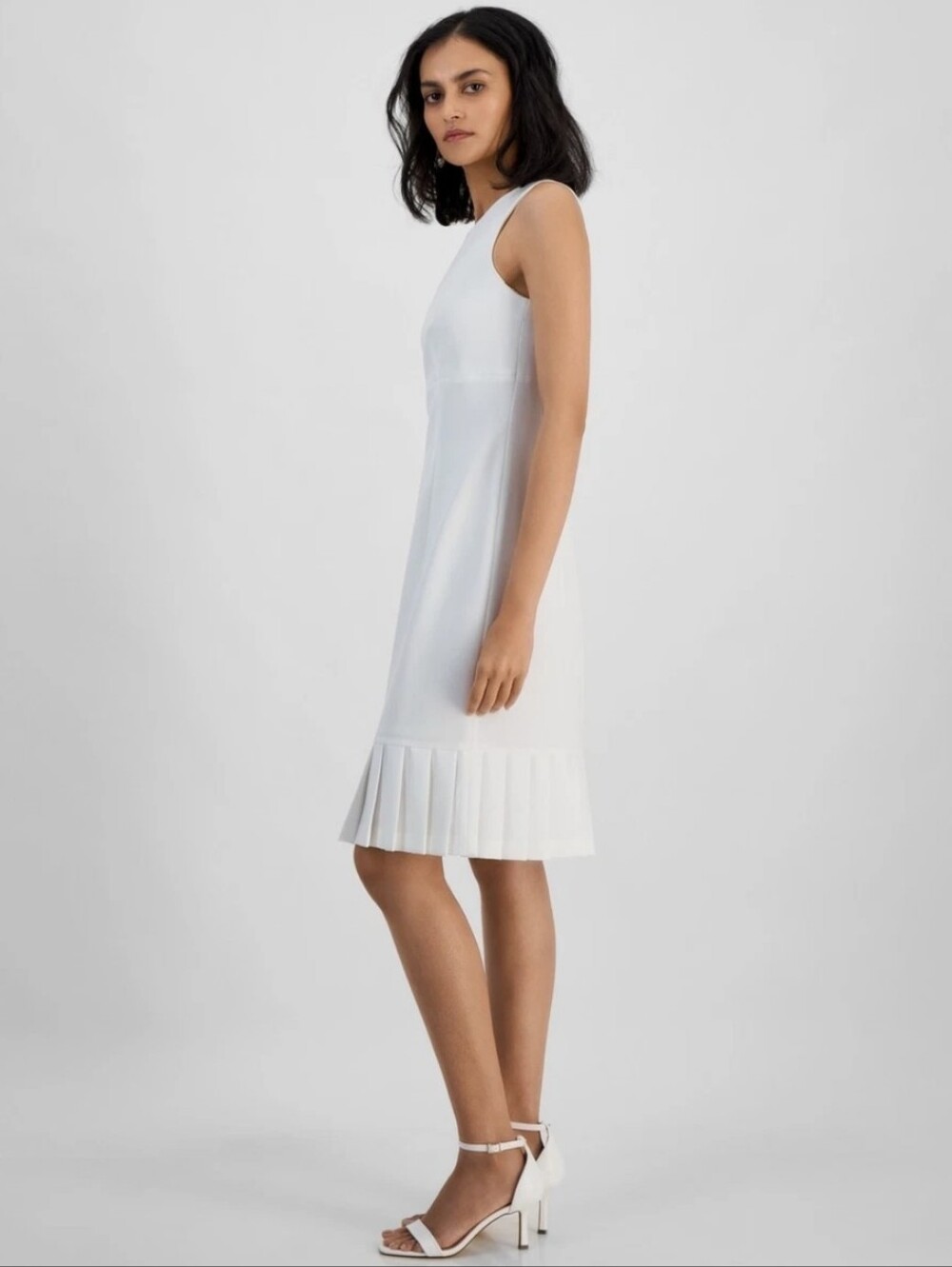 Kasper Womens Stretch-Crepe Polyester Pleated-Hem Sheath Dress - Picture 7 of 14